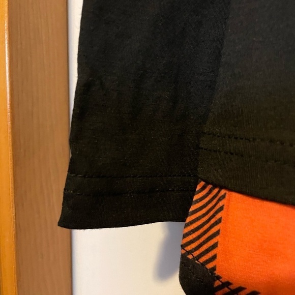 Unbranded Plaid Split Neck 1/4 3-Button Down Tee Top, Women’s L, Black Orange - Picture 3 of 7